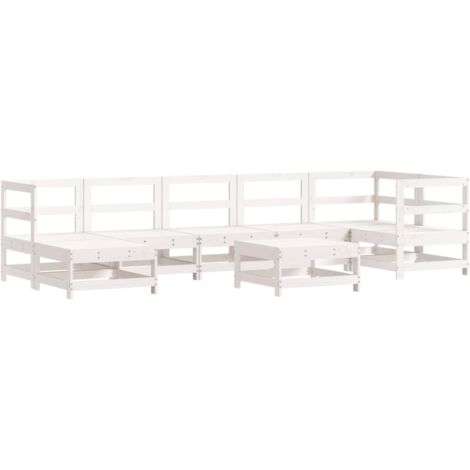 vidaXL Set Salotto da Giardino 8 pz in Legno Massello di Pino Bianco