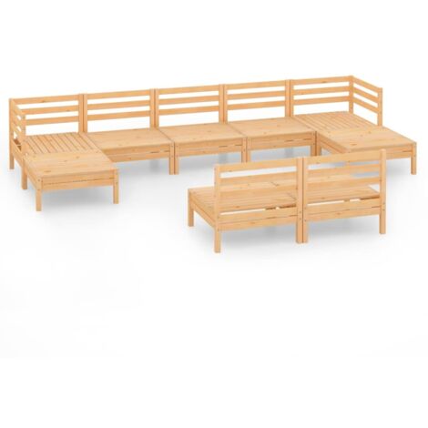 vidaXL Set Salotto da Giardino 9 pz in Legno Massello di Pino