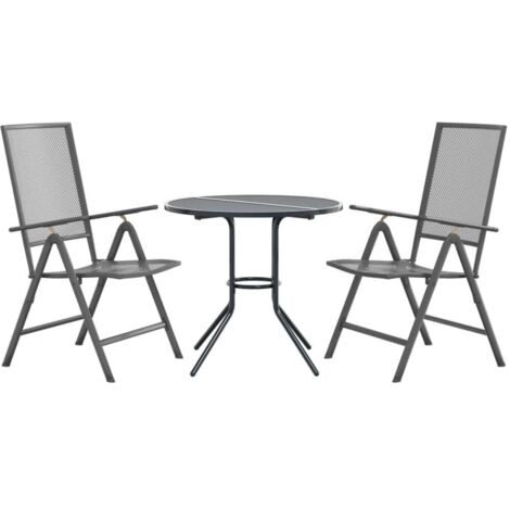 vidaXL Set Sedie Giardino Reclinabili 3pz Antracite Acciaio Verniciato