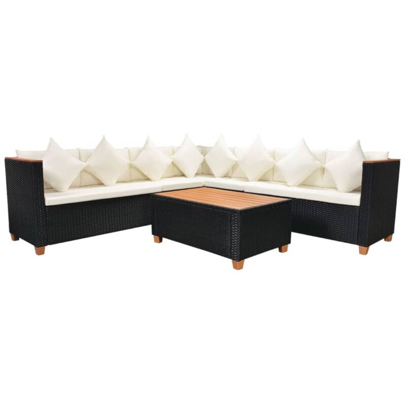 

Set muebles de jardín 5 piezas y cojines ratán sintético negro - Negro - Vidaxl