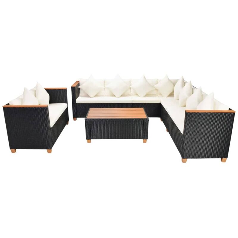 

Set muebles de jardín 6 piezas y cojines ratán sintético negro - Negro - Vidaxl