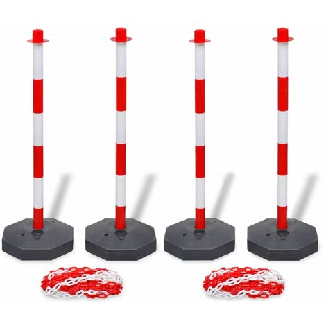 vidaXL Set Stradale con 4 Pali e 2 Catene in Plastica 10 m Ciascuna