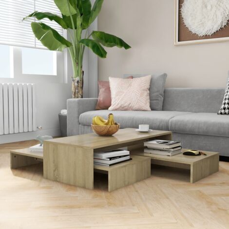 vidaXL Set Tavolini Estraibili Rovere Sonoma 100x100x26,5 Multistrato