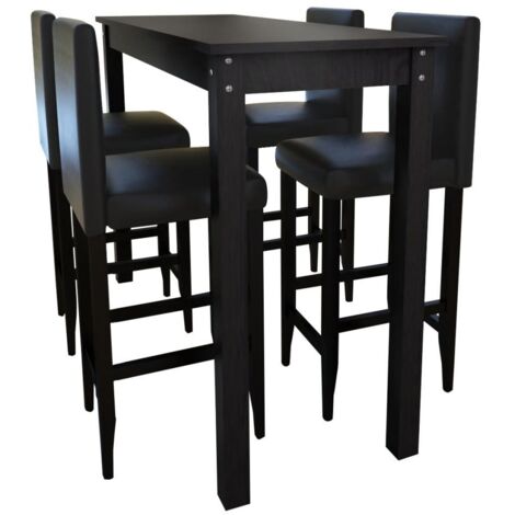 vidaXL Set Tavolino da Bar con 4 Sgabelli Neri