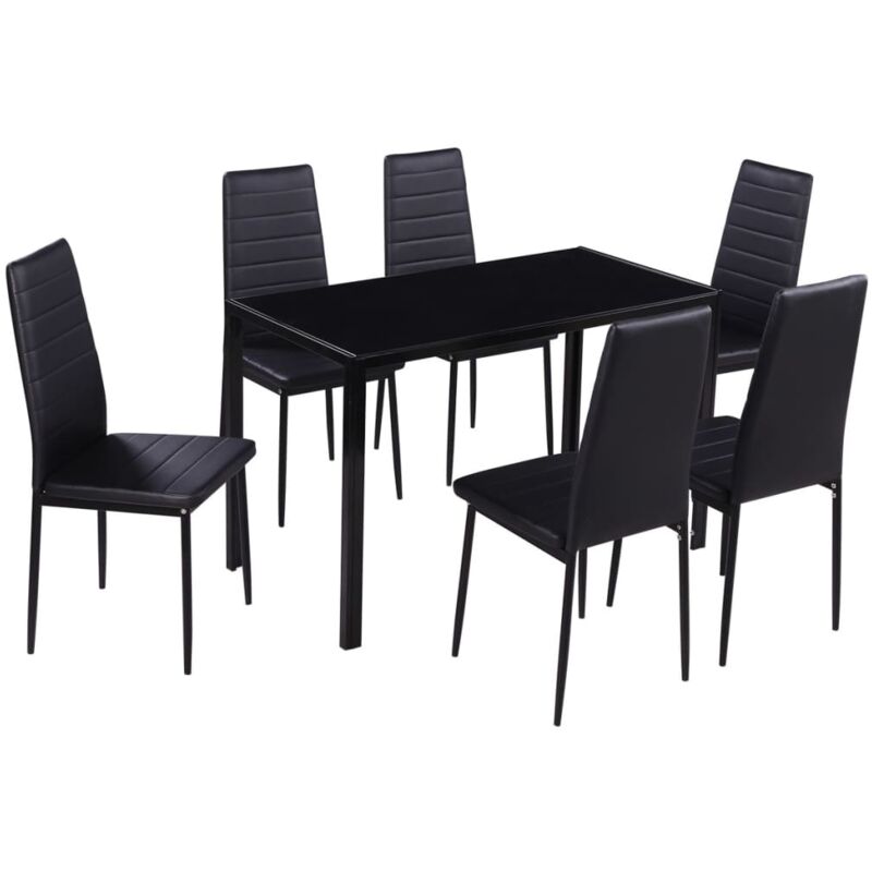 Set Tavolo Da Pranzo 7 Pz Nero Vidaxl