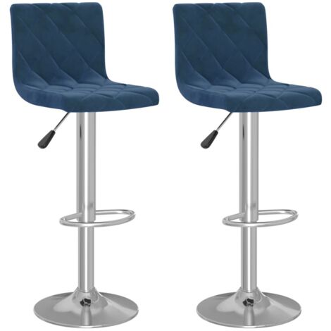 vidaXL Sgabelli da Bar 2 pz Blu in Velluto