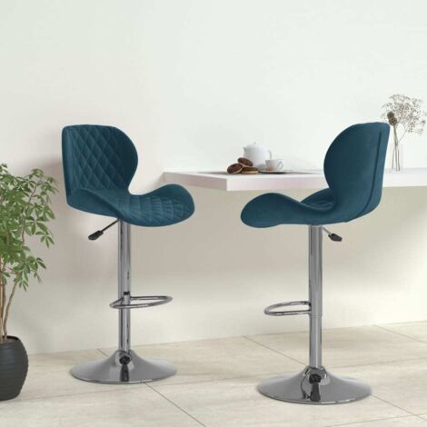 vidaXL Sgabelli da Bar 2 pz Blu in Velluto