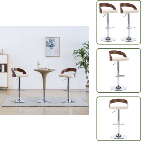 - vidaXL Sgabelli da Bar 2 pz Crema in Similpelle e Legno Curvato -