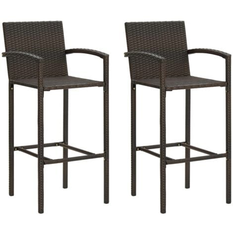 vidaXL Sgabelli da Bar 2 pz Marroni in Polyrattan