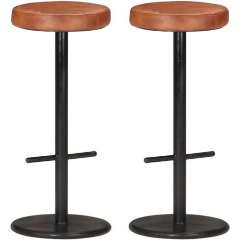 vidaXL Sgabelli da Bar 2 pz Marroni in Vera Pelle