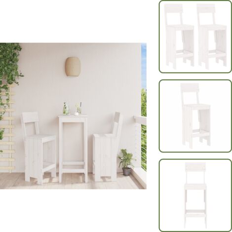 - vidaXL Sgabelli da Bar 2pz Bianchi 40x48,5x115,5cm Legno Massello Pino -