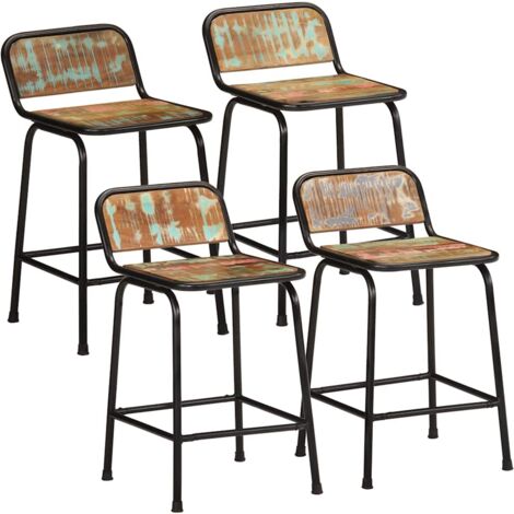 vidaXL Sgabelli da Bar 4 pz 46x35,5x70 cm Legno Massello di Recupero