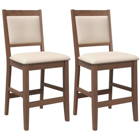 vidaXL Sgabelli da Bar con Cuscini 2pz Marrone Legno Massello di Hevea