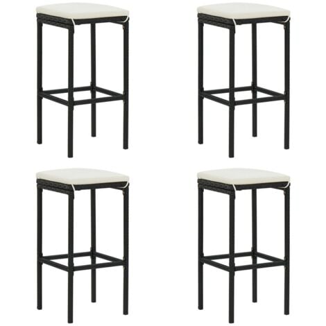 vidaXL Sgabelli da Bar con Cuscini 4 pz Neri in Polyrattan