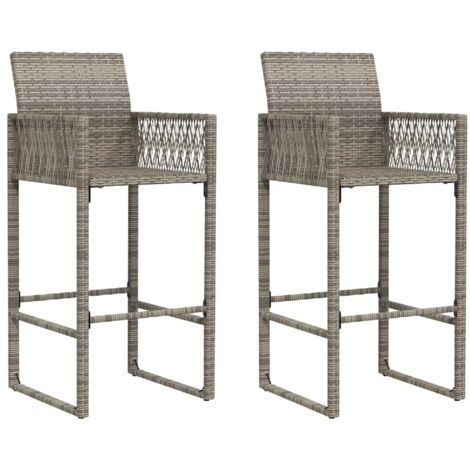 vidaXL Sgabelli da Bar da Giardino 2 pz in Polyrattan Grigi