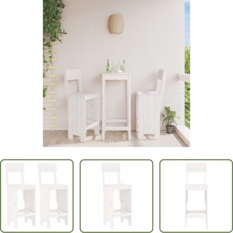vidaXL Sgabelli da bar in pino -  Sgabelli da Bar 2pz Bianchi 40x48,5x115,5cm Legno Massello Pino