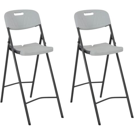 vidaXL Sgabelli da Bar Pieghevoli 2 pz HDPE e Acciaio Bianco