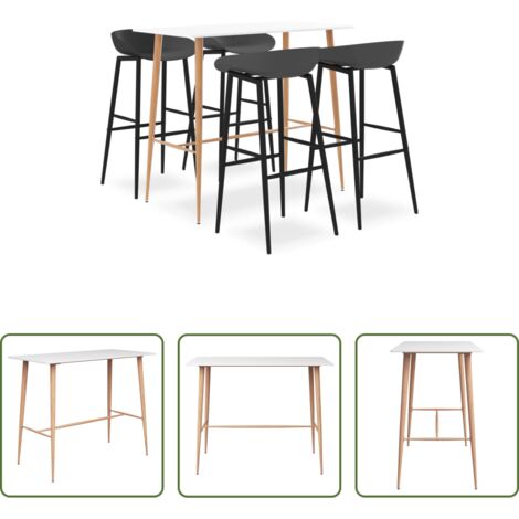 vidaXL Sgabelli da bar -  Set da Bar 5 pz Bianco e Grigio