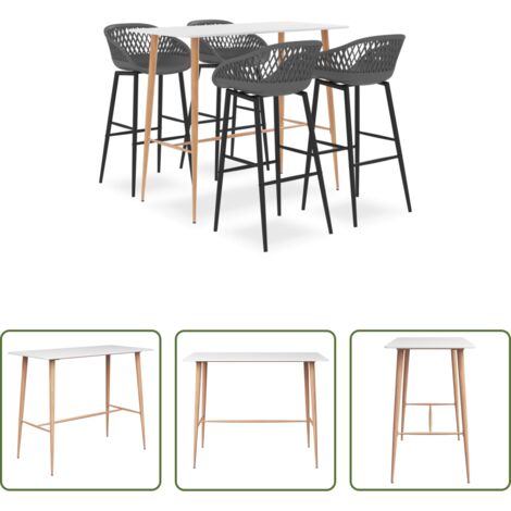 vidaXL Sgabelli da bar -  Set da Bar 5 pz Bianco e Grigio