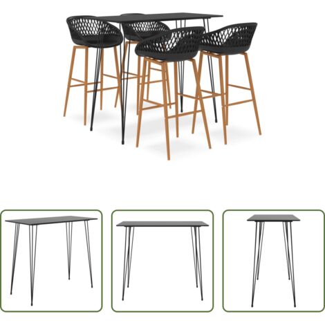 vidaXL Sgabelli da bar -  Set da Bar 5 pz Nero