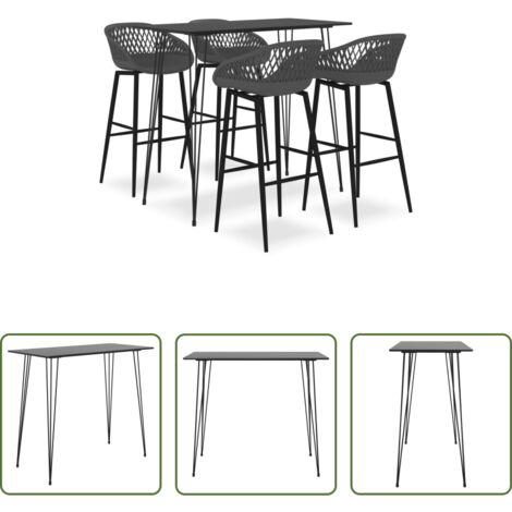 vidaXL Sgabelli da bar -  Set da Bar 5 pz Nero e Grigio