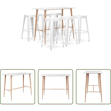 vidaXL Sgabelli da bar -  Set da Bar 7 pz Bianco