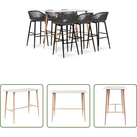 vidaXL Sgabelli da bar -  Set da Bar 7 pz Bianco e Grigio