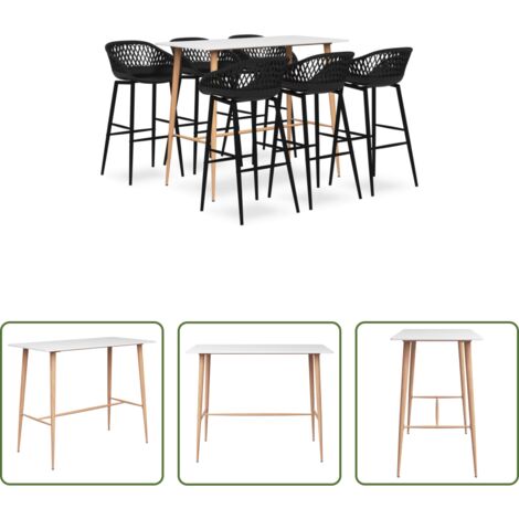 vidaXL Sgabelli da bar -  Set da Bar 7 pz Bianco e Nero