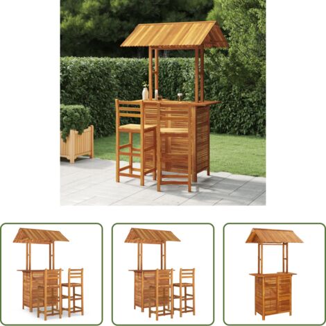 vidaXL Sgabelli da bar -  Set da Bar per Giardino 3 pz in Legno Massello di Acacia