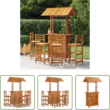 vidaXL Sgabelli da bar -  Set da Bar per Giardino 5 pz in Legno Massello di Acacia
