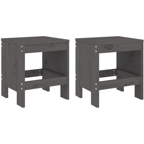 vidaXL Sgabelli da Giardino 2pz Grigi 40x36x45cm Legno Massello Pino