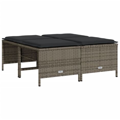 vidaXL Sgabelli da Giardino con Cuscini 4 pz Grigi in Polyrattan