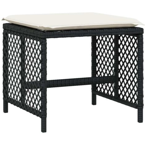 vidaXL Sgabelli da Giardino con Cuscini 4pz Neri 41x41x36cm Polyrattan