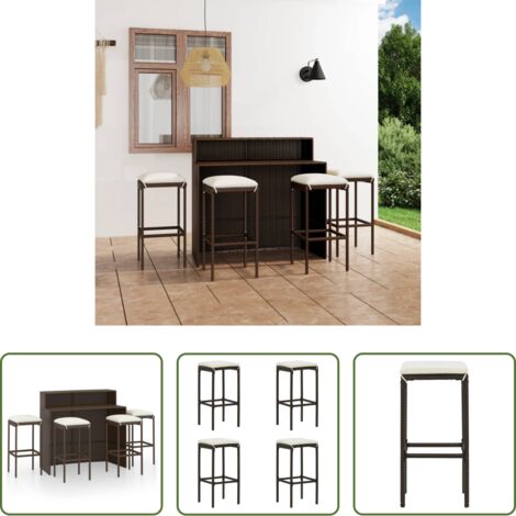 vidaXL Sgabelli da giardino -  Set Bar da Giardino 3 pz con Cuscini Marrone