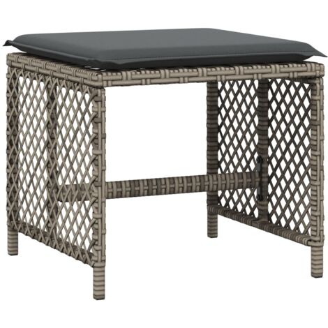 vidaXL Sgabelli Giardino con Cuscini 4pz Grigi 41x41x36cm Polyrattan