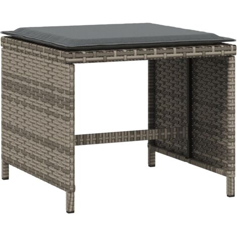vidaXL Sgabelli Giardino con Cuscini 4pz Grigi 41x41x36cm Polyrattan