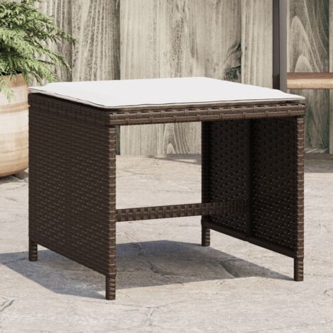 vidaXL Sgabelli Giardino con Cuscini 4pz Marroni 40x40x35cm Polyrattan