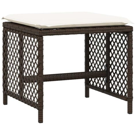 vidaXL Sgabelli Giardino con Cuscini 4pz Marroni 41x41x36cm Polyrattan