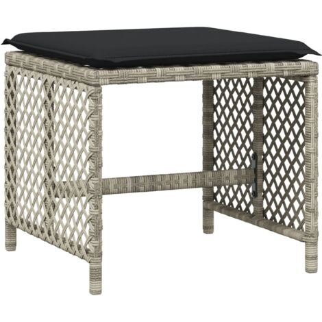 vidaXL Sgabelli Giardino Cuscini 4pz Grigio Chiaro 41x41x36 Polyrattan