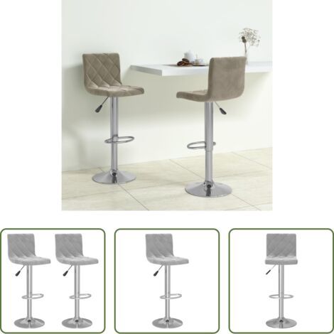 vidaXL Sgabelli girevoli -  Sgabelli da Bar 2 pz Grigio Chiaro in Velluto