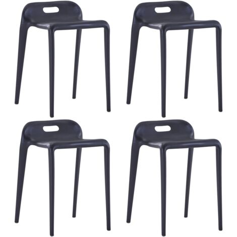 vidaXL Sgabelli Impilabili 4 pz Neri in Plastica