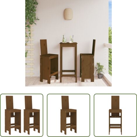 vidaXL Sgabelli in legno massello -  Sgabelli 2 pz Marrone Ambra 40x42x120 cm Legno Massello di Pino