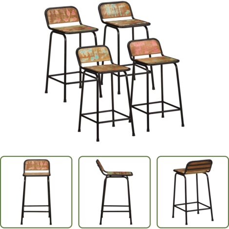 vidaXL Sgabelli in legno riciclato -  Sgabelli da Bar 4 pz 46x35,5x80 cm Legno Massello di Recupero