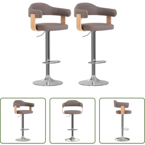 vidaXL Sgabelli in legno -  Sgabelli da Bar 2 pz Grigio Talpa in Tessuto e Legno Curvo