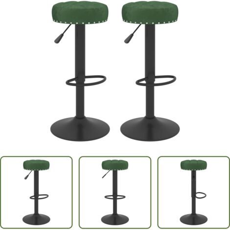 vidaXL Sgabelli in velluto -  Sgabelli da Bar 2 pz Verde Scuro in Velluto