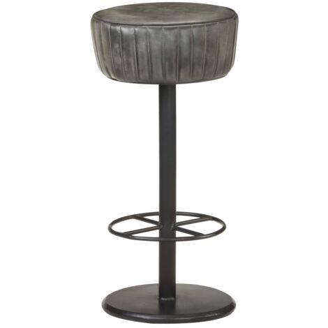 vidaXL Sgabello da Bar Grigio Anticato in Vera Pelle