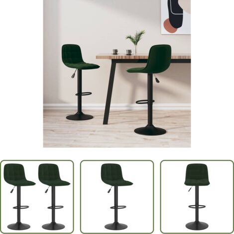 vidaXL Sgabello da bar in acciaio -  Sgabelli da Bar 2 pz Verde Scuro in Velluto