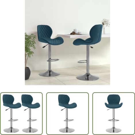 vidaXL Sgabello da bar regolabile -  Sgabelli da Bar 2 pz Blu in Velluto