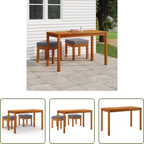 vidaXL Sgabello da giardino -  Set da Pranzo da Giardino 3pz con Cuscini Legno Massello Acacia