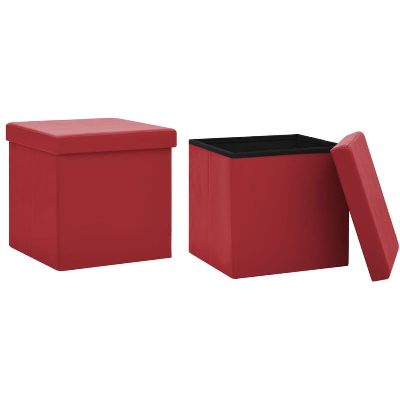 Sgabelli con Contenitore Pieghevoli 2 pz Rosso Vino in pvc Vidaxl